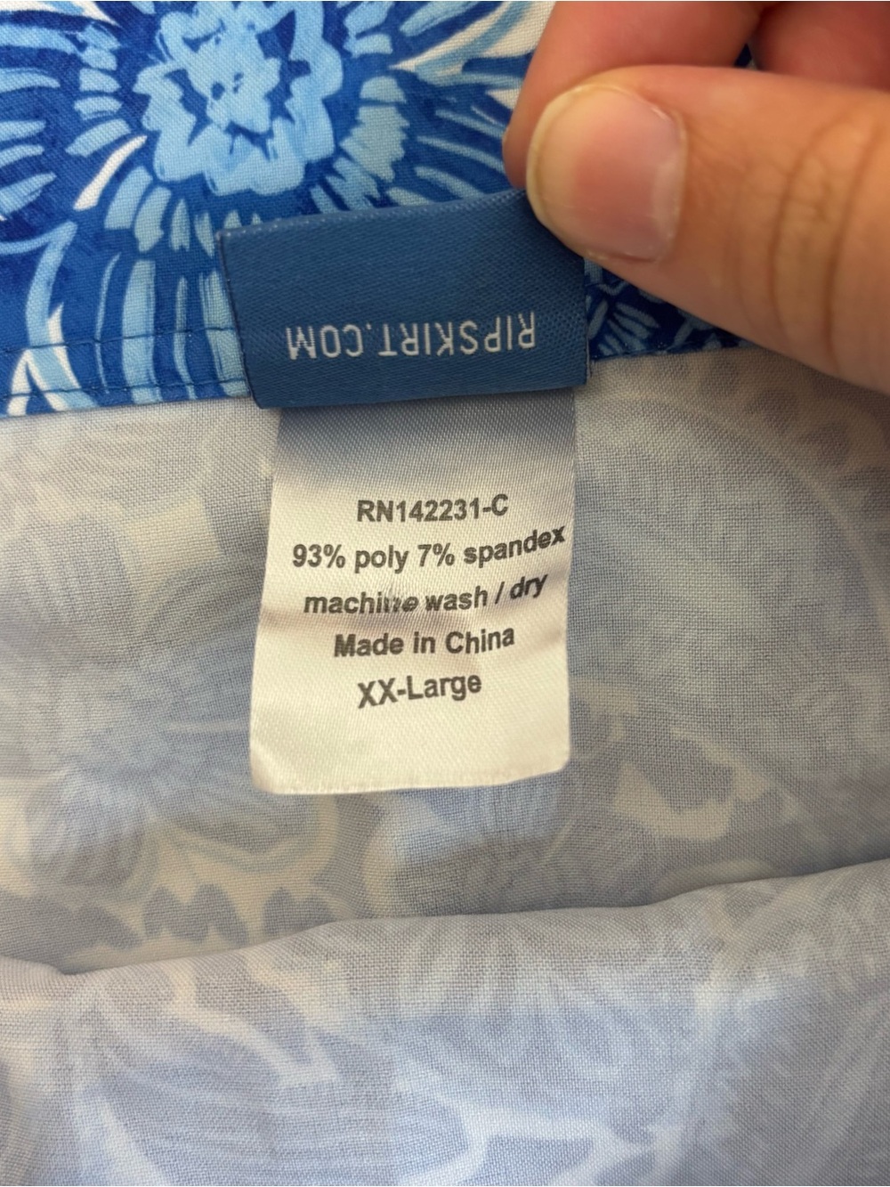 RipSkirt Hawaii Wrap Skirt Length 2 Women’s Size XXL Blue & White Floral Summer - Picture 5 of 5